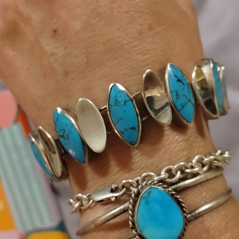 Chunky Mexican silver and turquoise bracelet